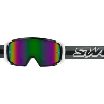 Motocyklové brýle SWAPS Swaps SCRUB V2 motokrosové brýle černé/bílé/iridium-zelené