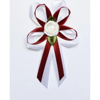 Svatební dekorace Svatba-eshop Vývazek pro svědky a rodiče bílo bordový - velké bílo bordové svatební vývazky, voničky pro rodinu a svědky