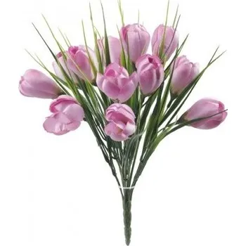 umělá květina Kytice krokusů 28 cm růžová