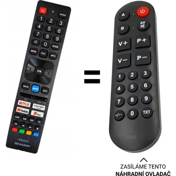 Dálkový ovladač Sharp 75EQ3EA, 42EN4EA, 50EN2EA dálkový ovladač pro seniory.