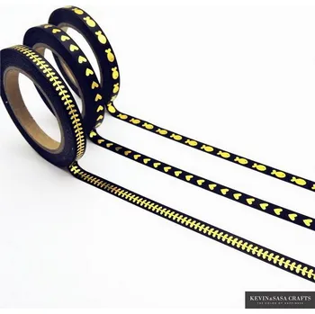 Lepicí páska Washi pásky fóliové tenké - sada 3 ks černá