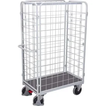 Plošinový vozík Vysoký balíkový vozík VARIOfit se čtyřmi bočními stěnami, 1000 x 700 mm, nosnost 500 kg, barva šedá RAL7035 /deska šedá