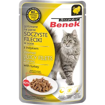 Krmivo pro kočku 56x85g Super Benek filé v omáčce - výhodné balení - krůtí