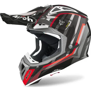 Auto-moto Přilba AVIATOR GLOW 2.3 AMS2, AIROH (stříbrná/černá/červená) - XS