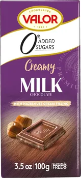 Čokoláda Valor Čokoláda s lískooříškovým krémem bez přídavku cukru mléčná 36 % 100 g