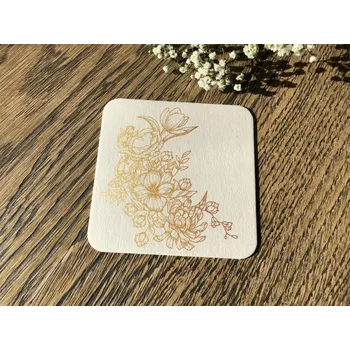 Svatební dekorace Svatba-eshop Nápojový tácek hranatý se zlatými květy