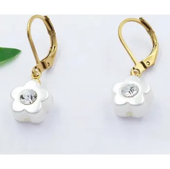 Náušnice Náušnice z chirurgické oceli s perlovou kytičkou a kamínkem 21032