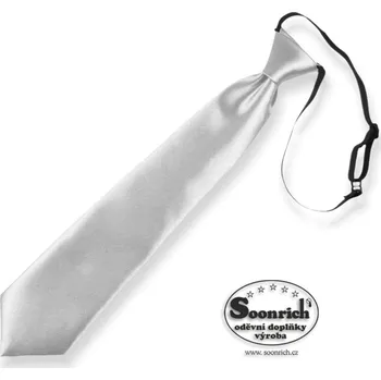 Kravata Soonrich Kravata dětská stříbrná na gumičku 30 cm - jednobarevná svatební