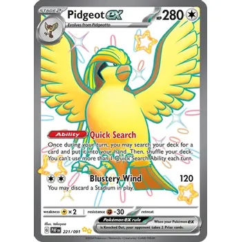 Sběratelská karetní hra Pokémon karta Pidgeot ex 221/091 - Paldean Fates