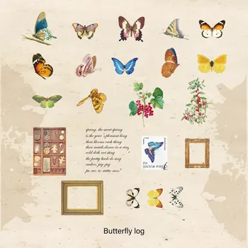 samolepka AGUGU Průhledné samolepky Retro Botanical Garden Motýli