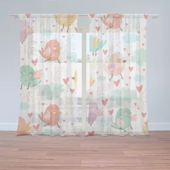 Záclona Záclony Oblak s ptáčky: 2 ks - 150x250 cm - Sablio