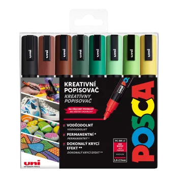 Sada akrylových fixů Uni Posca 5M 1,8-2,5mm 8ks Earth (Sada akrylových fixů Uni Posca 5M 1,8-2,5mm 8ks Earth)