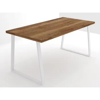 Jídelní stůl EGGER Halifax tabákový podnož KONKÁVNÍ bílá 140 x 80 cm