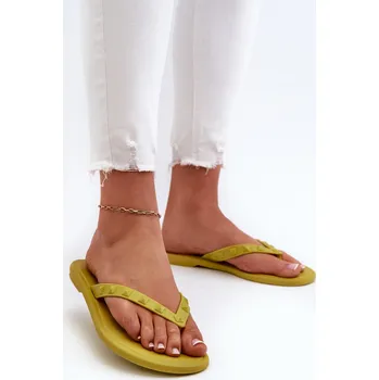 Dámské pantofle Ploché pružné dámské žabky ZAXY JJ285253 Barva: Zelená, Velikost: 39