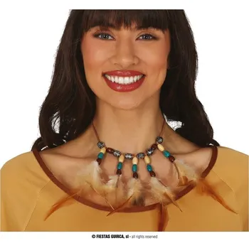 Guirca Fiestas Španělsko Indiánský náhrdelník s peřím