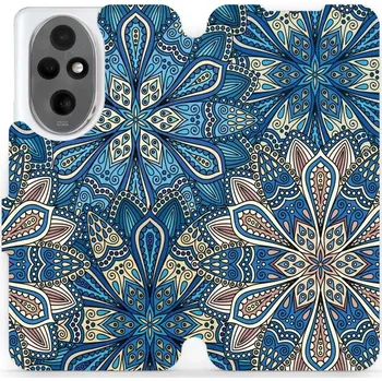 Pouzdro na mobilní telefon Flipové pouzdro Mobiwear - Honor 200 - V108P Modré mandala květy (Knížkové flip pouzdro, obal, kryt na mobil Honor 200 - V108P Modré mandala květy, materiál Umělá kůže + TPU - ochrana 360°, stojánek, silikonová vanička, magnetické zavírání)