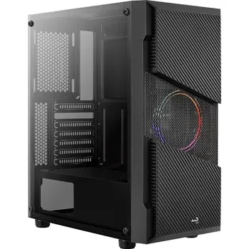 PC skříň AEROCOOL skříň Menace Saturn FRGB ML G, Mid tower, 2x USB 3.0, 2x audio, 1x 120mm FRGB Fan, bez zdroje