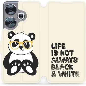 Pouzdro na mobilní telefon Flipové pouzdro Mobiwear - Xiaomi Poco F6 5G - M041S Panda - life is not (Knížkové flip pouzdro, obal, kryt na mobil Xiaomi Poco F6 5G - M041S Panda - life is not, materiál Umělá kůže + TPU - ochrana 360°, stojánek, silikonová vanička, magnetické zavírání