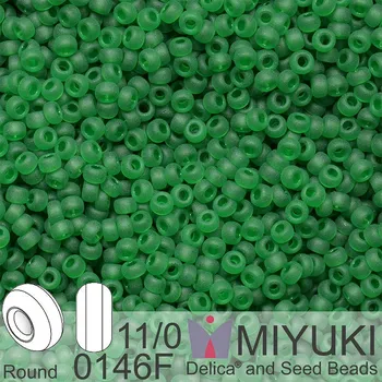 Korálek Korálky Miyuki Round 11/0. Barva 0146F Matte Transparent Green. Balení 5g.