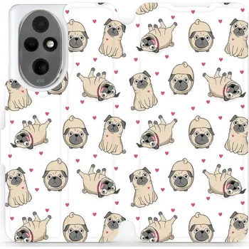 Pouzdro na mobilní telefon Flipové pouzdro Mobiwear - Honor 200 - M097P Mopsíci (Knížkové flip pouzdro, obal, kryt na mobil Honor 200 - M097P Mopsíci, materiál Umělá kůže + TPU - ochrana 360°, stojánek, silikonová vanička, magnetické zavírání)