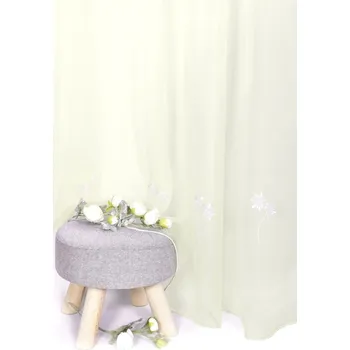 Zácloná voálová, Kopretina vyšívaná metráž, smetanová, 260 cm