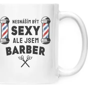 Hrnek malý bílý s potiskem Sexy barber