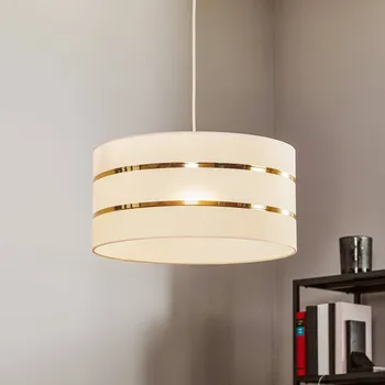 HELam Závěsné světlo Helen textilní stínidlo bílo-zlaté Ø 40 cm bílá, zlatá 1 x 60 W - Doprava zdarma