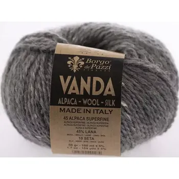 Příze Borgo de Pazzi Vanda 11 Středně šedá (Přírodní směsová příze Vanda Středně šedá)