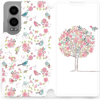 Pouzdro na mobilní telefon Flipové pouzdro Mobiwear - OnePlus Nord CE 4 Lite 5G - M120S Strom a ptáčci (Knížkové flip pouzdro, obal, kryt na mobil OnePlus Nord CE 4 Lite 5G - M120S Strom a ptáčci, materiál Umělá kůže + TPU - ochrana 360°, stojánek, silikonová vanička, magnetické)