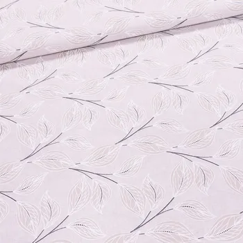 Směsové plátno NATE BÉŽOVÁ, listy, š.140cm (látka v metráži)