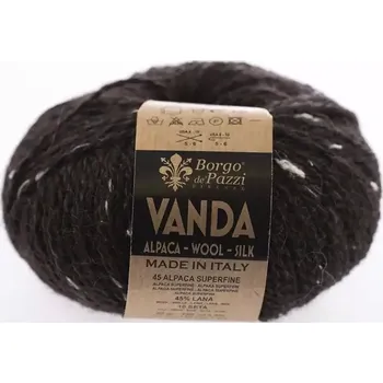 Příze Borgo de Pazzi Vanda 20 Tmavě hnědá se světlými tóny (Přírodní směsová příze Vanda Tmavě hnědá se světlými tóny)