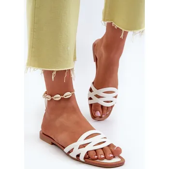 Dámské pantofle Dámské sandály z ekokože na ploché podrážce Moldela Barva: Bílá, Velikost: 41