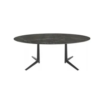 Jídelní stůl Multiplo XL ovál 192x118 cm černá černá mramor