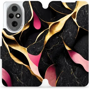 Pouzdro na mobilní telefon Flipové pouzdro Mobiwear - Honor 200 - VP35S Černý a zlatavý mramor (Knížkové flip pouzdro, obal, kryt na mobil Honor 200 - VP35S Černý a zlatavý mramor, materiál Umělá kůže + TPU - ochrana 360°, stojánek, silikonová vanička, magnetické zavírání)