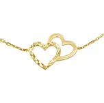 Zlatý náramek dvojité srdce Dominique ručně broušený - 0,8 mm