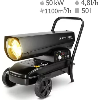Průmyslové topidlo Naftové topidlo s přímým spalováním IDX50D TROTEC - 50 kW, 1100 m³/h, termostat (Olejový topný automat IDX 50 D Trotec)