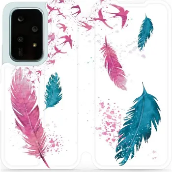 Pouzdro na mobilní telefon Flipové pouzdro Mobiwear - Honor 200 Lite - MR08S Pírka (Knížkové flip pouzdro, obal, kryt na mobil Honor 200 Lite - MR08S Pírka, materiál Umělá kůže + TPU - ochrana 360°, stojánek, silikonová vanička, magnetické zavírání)