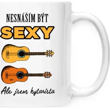 Hrnek malý bílý s potiskem Sexy kytarista