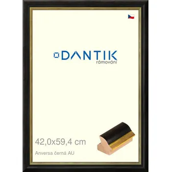Rám na obraz DANTIK rámeček 42x59,4 | ANIVERSA černá AU (Plexi Čiré) (Vyrobeno s láskou u nás v DANTIKU)