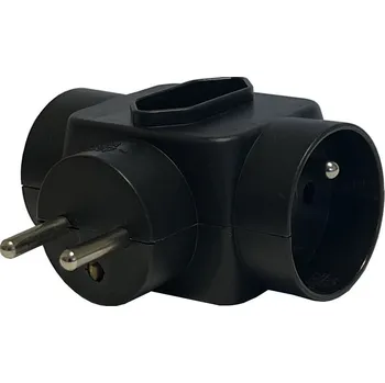 Elektrická zásuvka Konnoc DX-RV-2+1 rozbočka černá 434002,10