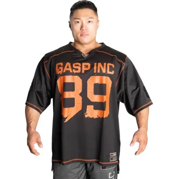 Pánské tričko Gasp NO1 FOOTBALL TEE BLACK/FLAME – tričko Gasp černo-oranžové Velikost: L