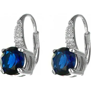 Náušnice Argento 64883 Stříbrné náušnice - modrý zirkon, čiré kulaté zirkony