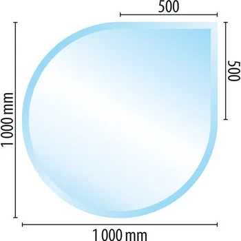 Sklo pod kamna typ J2, 1000 x 1000 x 6 mm