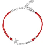 Textilní náramek červený Proxima s Brilliance Zirconia a stříbrnou hvězdou