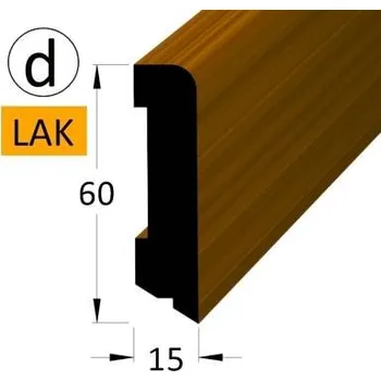 soklová lišta NOVÁK Podlahová - soklová lišta 60x15 dýha ořech lak, 2,4m 4836