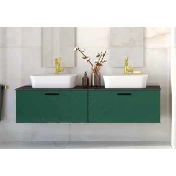 Koupelnový nábytek Skříňka FLOO spodní 80x50x40 cm levá zelená matná madlo černé NASUF854ZCL