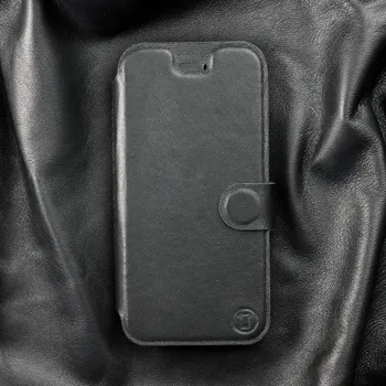 Pouzdro na mobilní telefon Kožené flip pouzdro Mobiwear - Honor 200 Lite - Černé (Kožené knížkové pouzdro, obal, kryt na mobil Honor 200 Lite, Černé, materiál Genuine Leather, ochrana 360°, stojánek, silikonová vanička, magnetické zavírání)