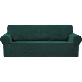 Napínací potah Univerzální napínací potah na pohovku - Tmavě zelený Fleece, dvoumístná sedačka