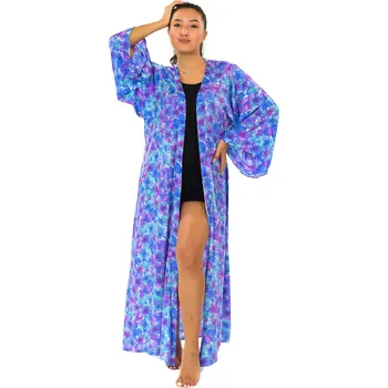 Dámský svetr Himalife Dlouhý kardigan Rotuma - tyrkysová s fialovou Velikost: UNI