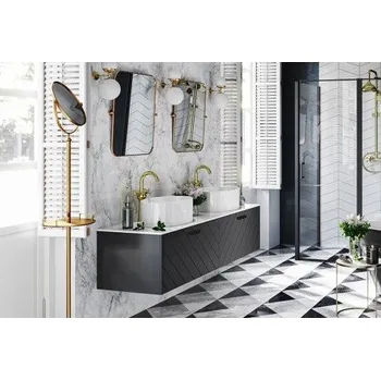 Koupelnový nábytek Skříňka FLOO spodní 80x50x40 cm levá černá matná madlo černé NASUF854NCL